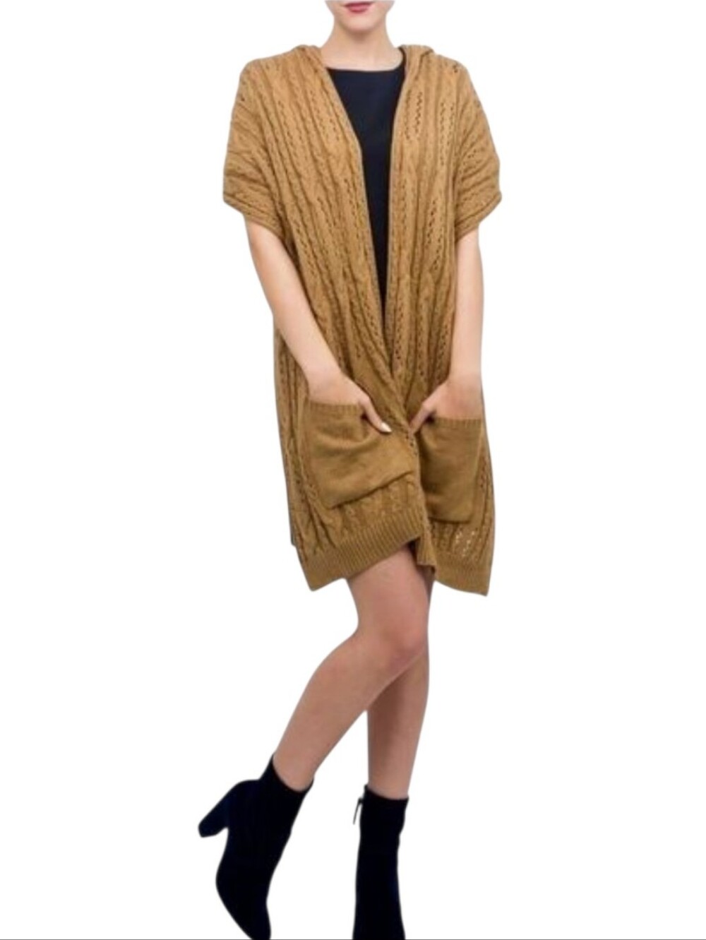 Just Jamie Hooded Cable Knit Duster Cardigan NWT